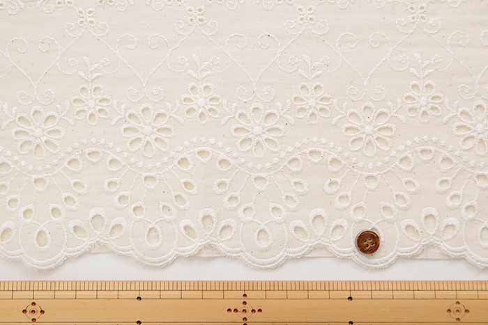 Cotton Cambric Border Lace Fabric - nomura tailor