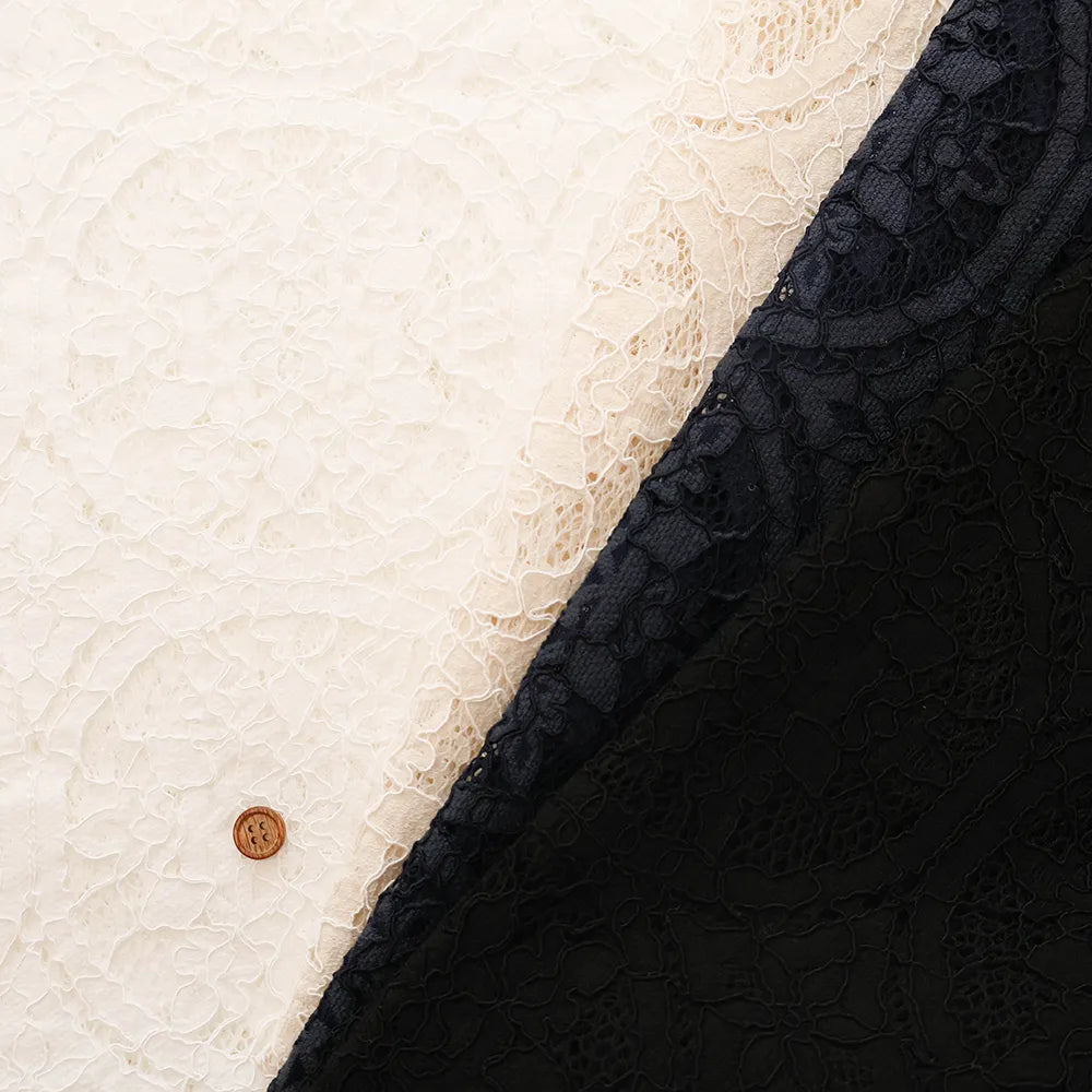 C/N/R Raschel Lace Fabric - Circle Flower - nomura tailor