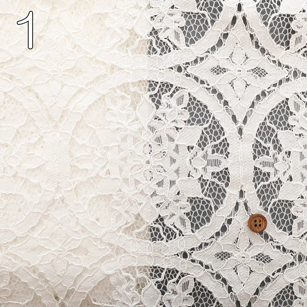 C/N/R Raschel Lace Fabric - Circle Flower - nomura tailor