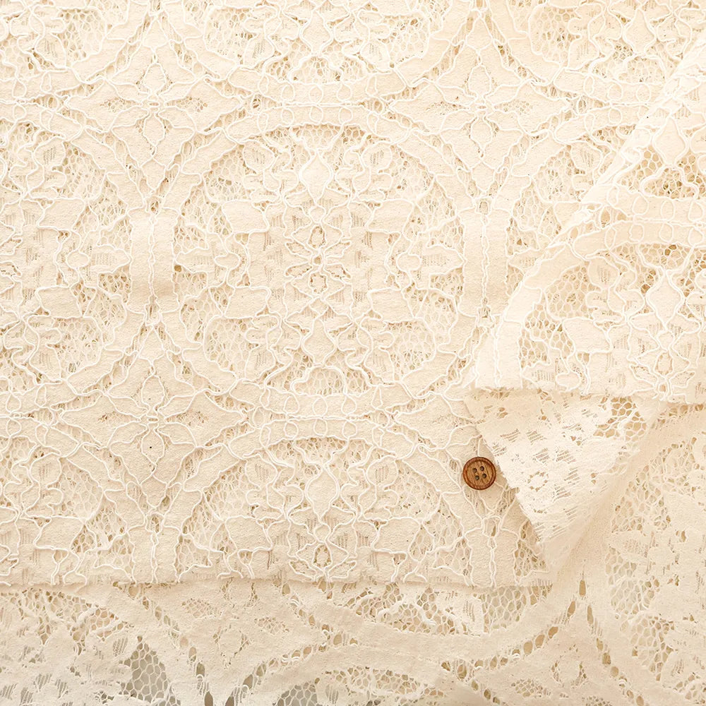 C/N/R Raschel Lace Fabric - Circle Flower - nomura tailor