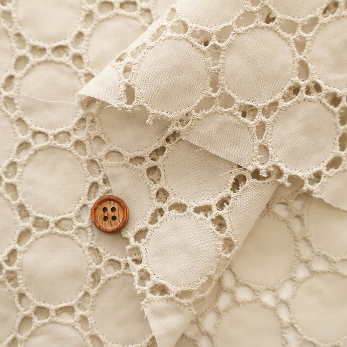 Cotton Lawn Circle Lace Fabric - nomura tailor