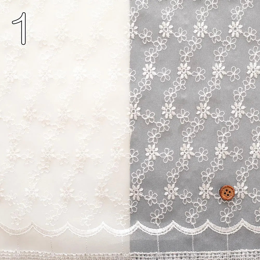 Polyester Organza Lace Fabric - Flowers - nomura tailor