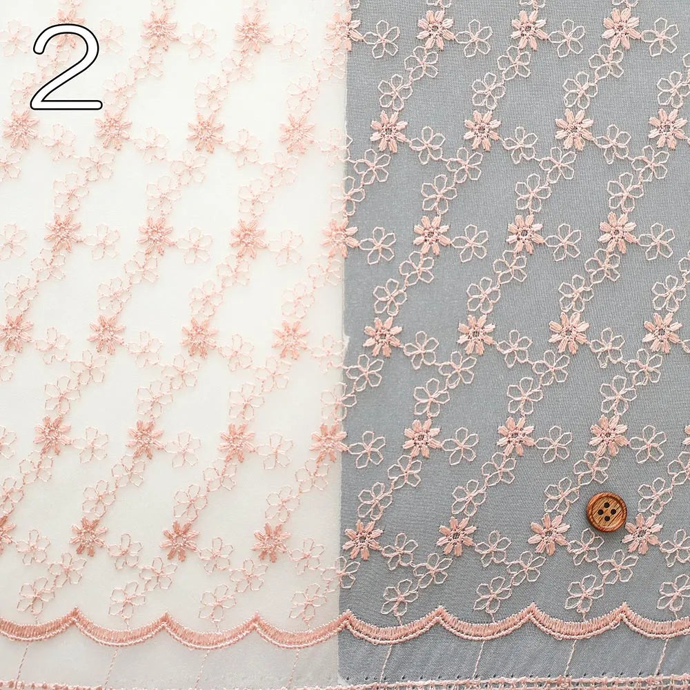 Polyester Organza Lace Fabric - Flowers - nomura tailor