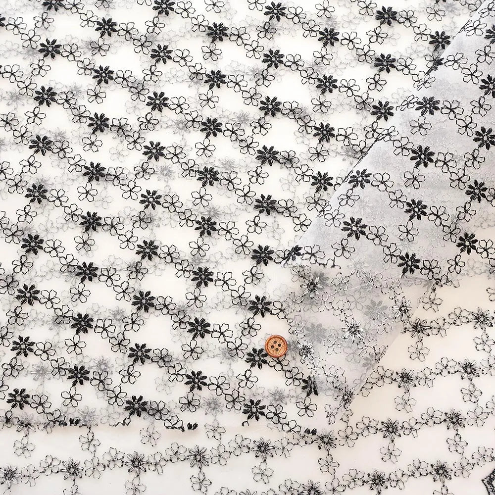 Polyester Organza Lace Fabric - Flowers - nomura tailor