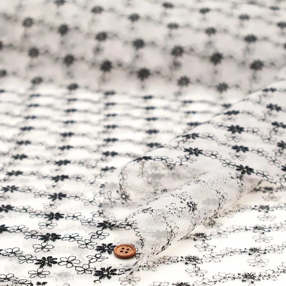 Polyester Organza Lace Fabric - Flowers - nomura tailor