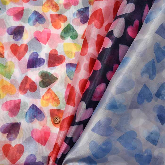 Polyester Organ Jang Print Fabric Heart - nomura tailor