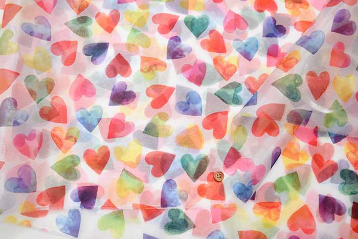 Polyester Organ Jang Print Fabric Heart - nomura tailor