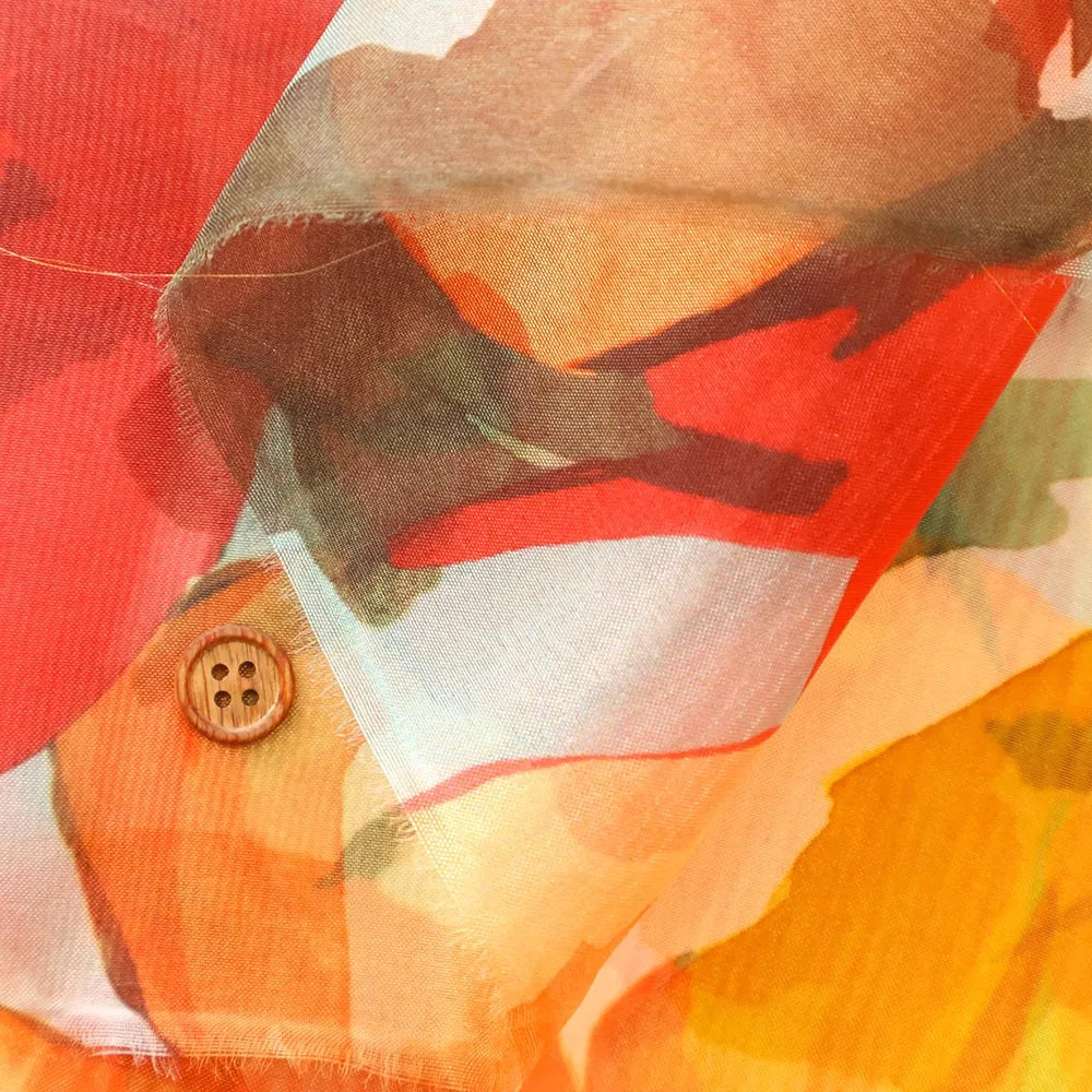 Polyester Organza Printed Fabric Big Flower - nomura tailor