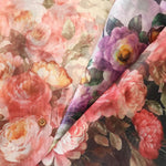 Polyester Organza Printed Fabric - Chic Flower - nomura tailor