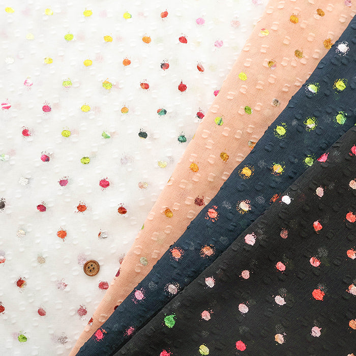 Polyester Lame (Glitter) Slub Georgette Fabric - Dot - nomura tailor