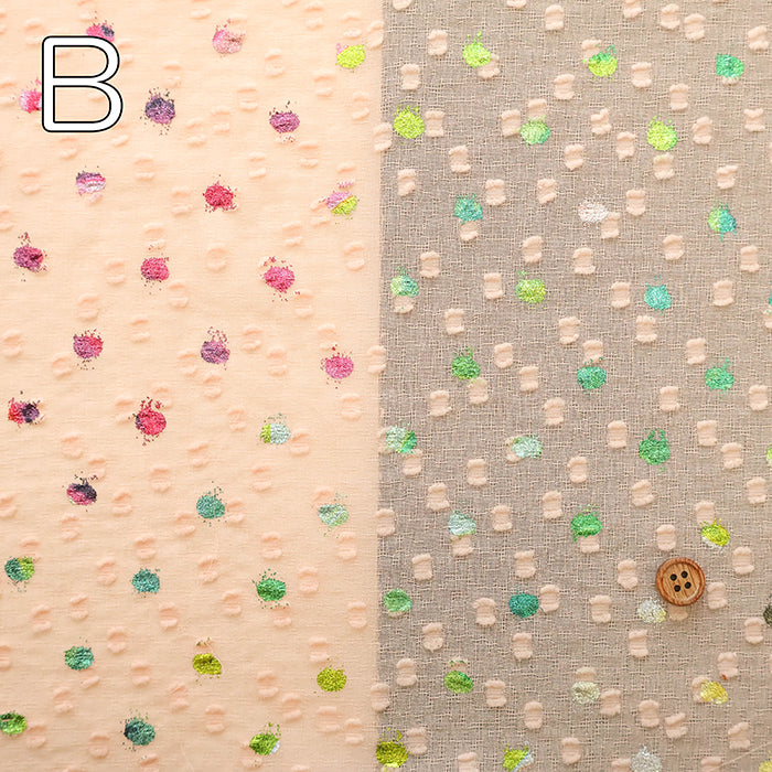 Polyester Lame (Glitter) Slub Georgette Fabric - Dot - nomura tailor