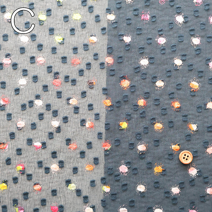 Polyester Lame (Glitter) Slub Georgette Fabric - Dot - nomura tailor