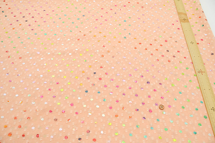Polyester Lame (Glitter) Slub Georgette Fabric - Dot - nomura tailor