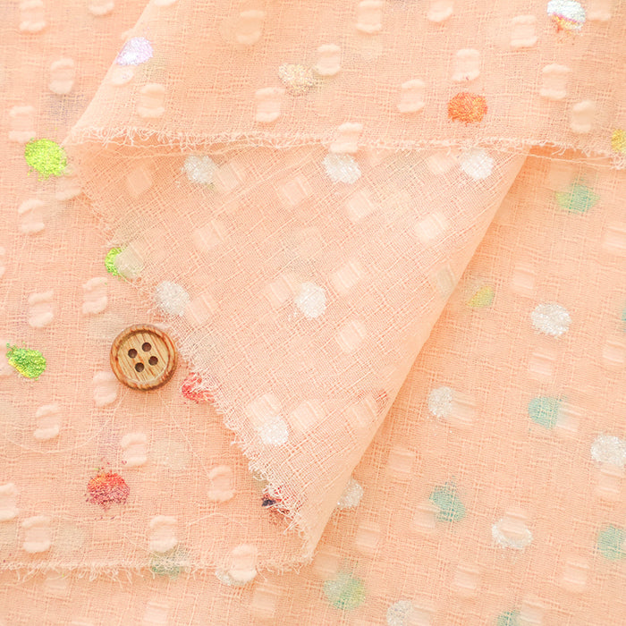 Polyester Lame (Glitter) Slub Georgette Fabric - Dot - nomura tailor