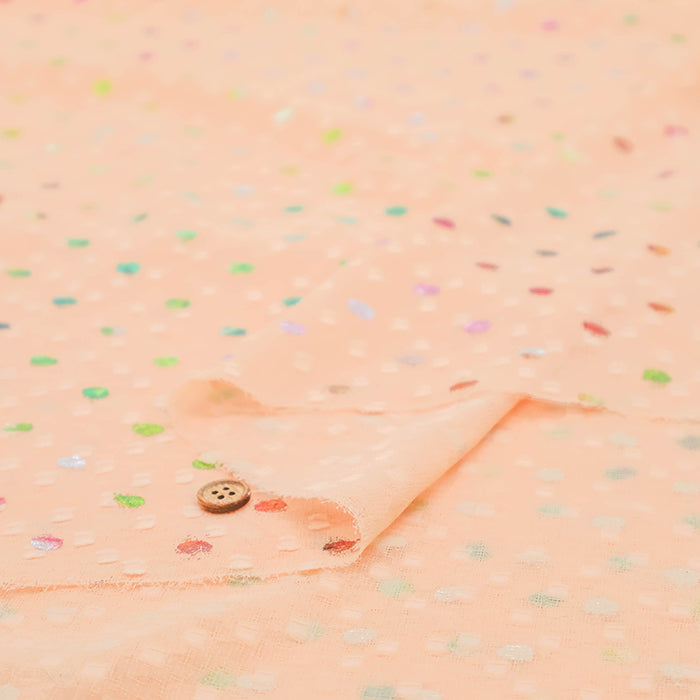 Polyester Lame (Glitter) Slub Georgette Fabric - Dot - nomura tailor