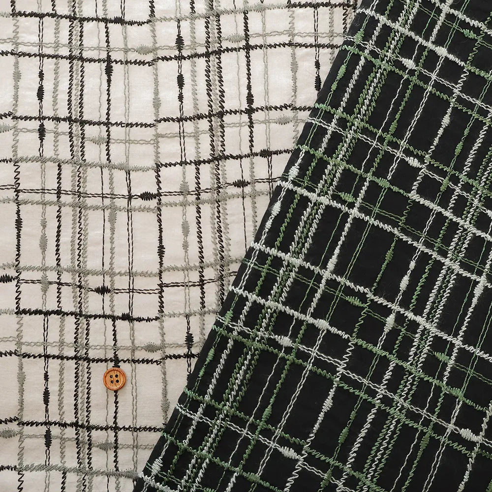 Cotton 60 Lawn Lace Fabric - Check - nomura tailor