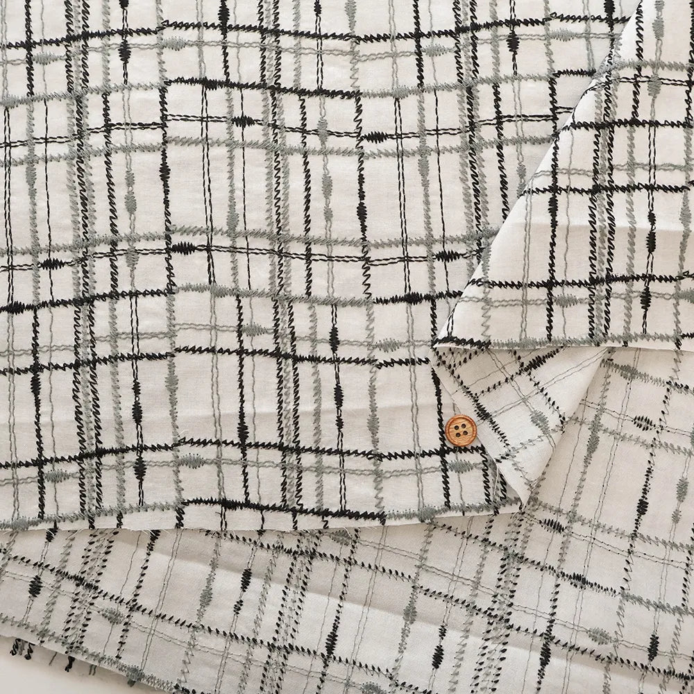 Cotton 60 Lawn Lace Fabric - Check - nomura tailor