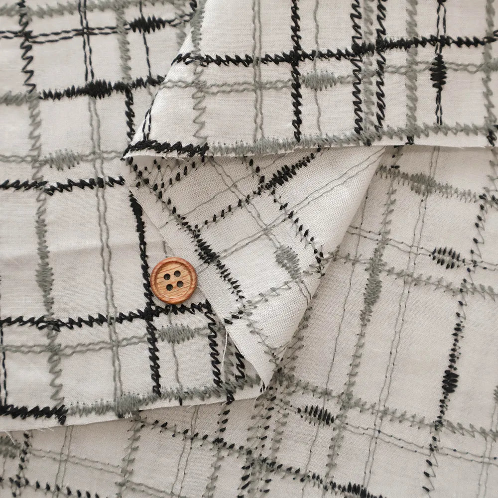 Cotton 60 Lawn Lace Fabric - Check - nomura tailor