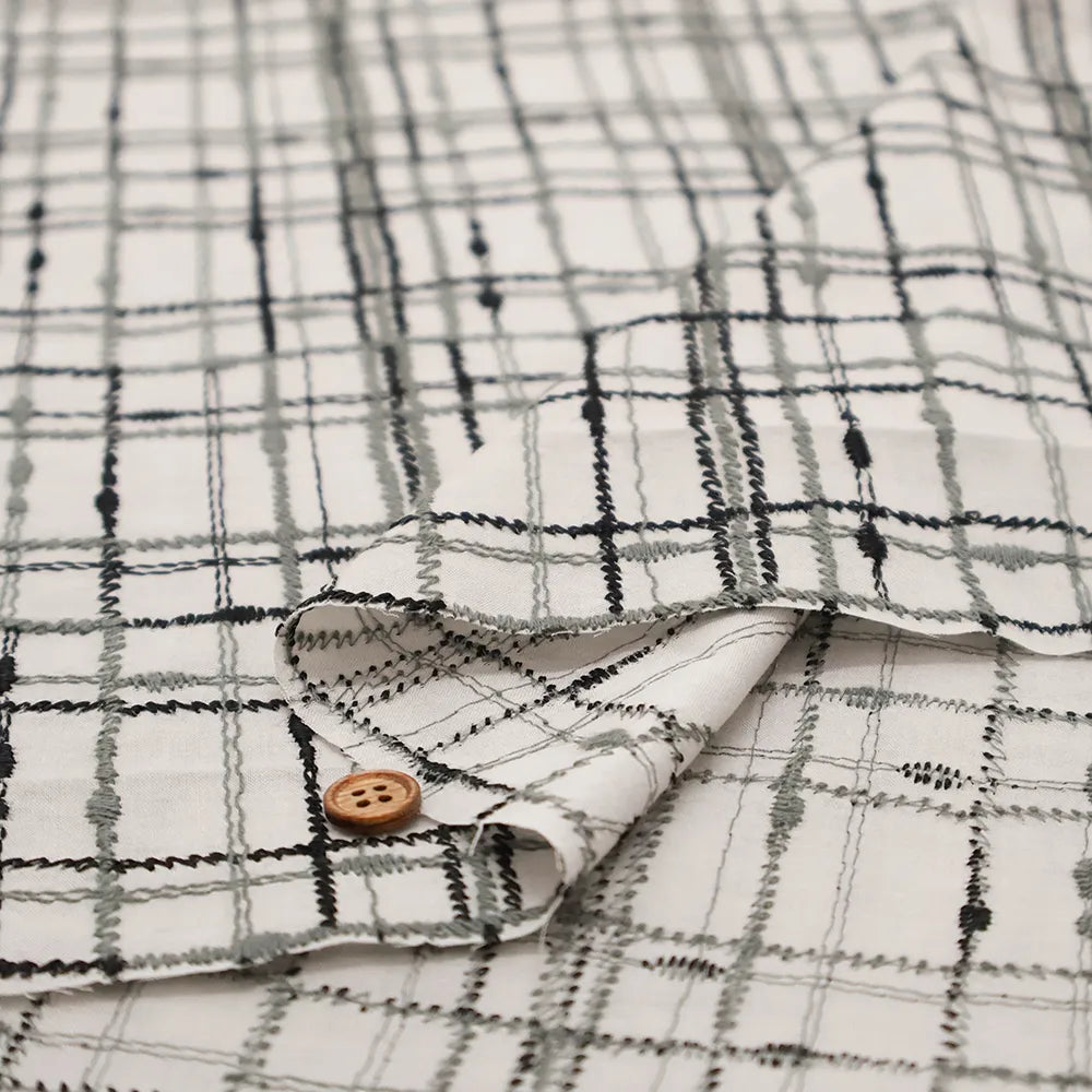 Cotton 60 Lawn Lace Fabric - Check - nomura tailor