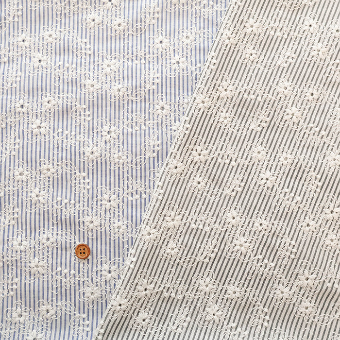 Cotton Lace Fabric - Striped Flower - nomura tailor