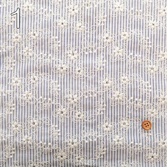 Cotton Lace Fabric - Striped Flower - nomura tailor