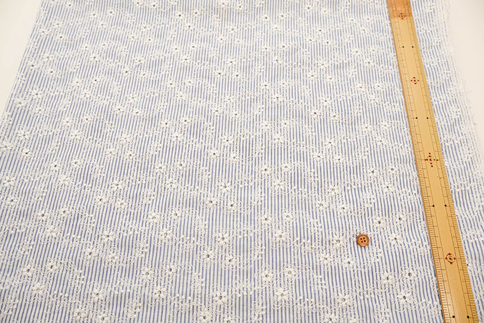 Cotton Lace Fabric - Striped Flower - nomura tailor