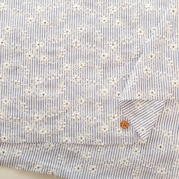 Cotton Lace Fabric - Striped Flower - nomura tailor