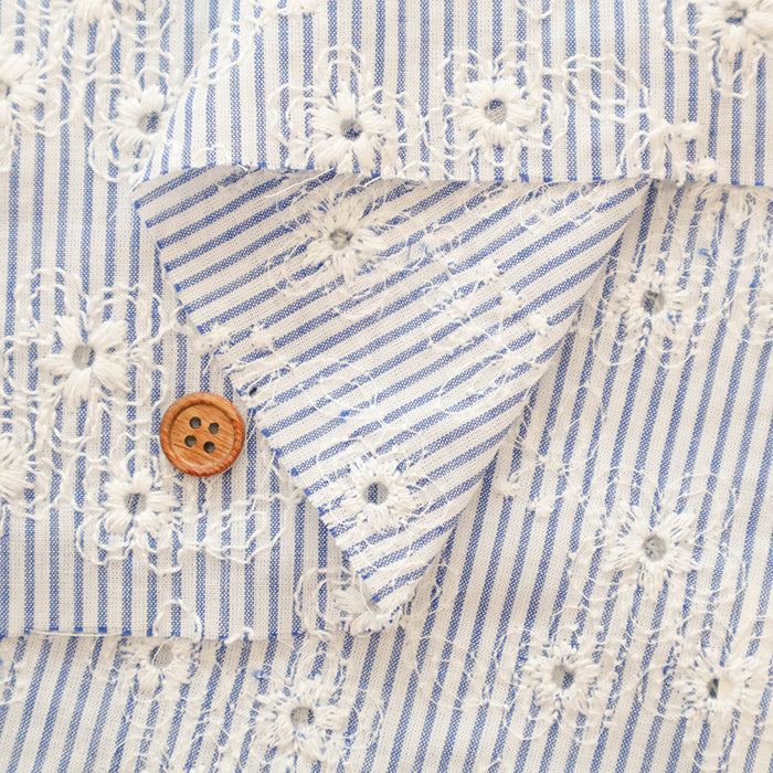 Cotton Lace Fabric - Striped Flower - nomura tailor