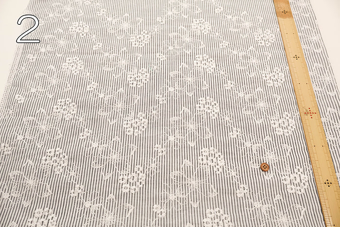 Cotton Stripe Flower Lace Fabric - nomura tailor