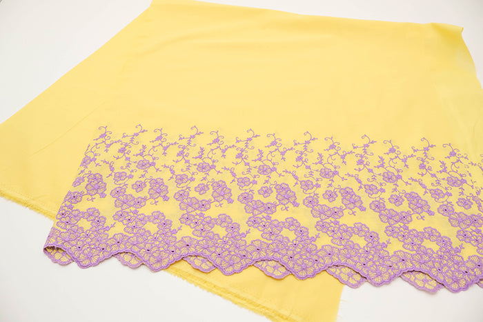 Cotton Color Border Lace Fabric -Flower - nomura tailor