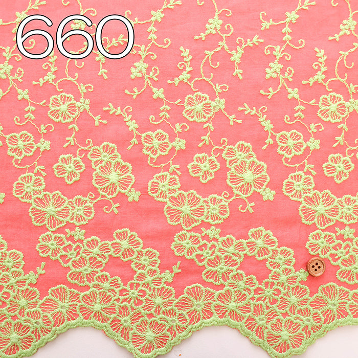 Cotton Color Border Lace Fabric -Flower - nomura tailor