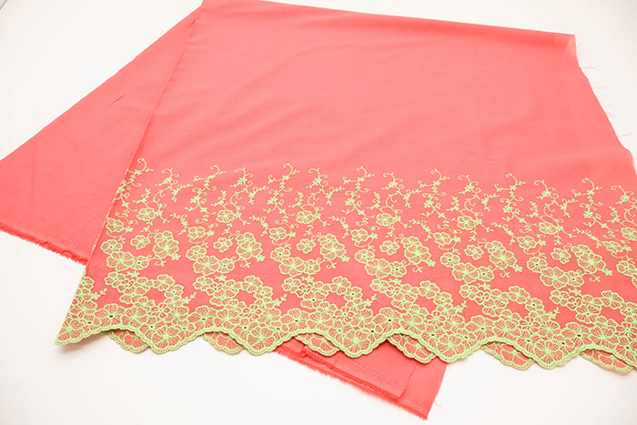 Cotton Color Border Lace Fabric -Flower - nomura tailor