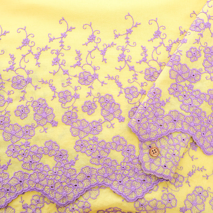 Cotton Color Border Lace Fabric -Flower - nomura tailor