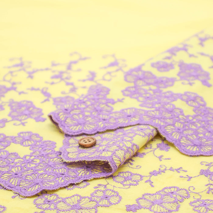 Cotton Color Border Lace Fabric -Flower - nomura tailor