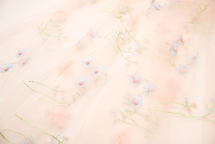 Made in China Nylon Tulle Fabric - Pompon flower - nomura tailor