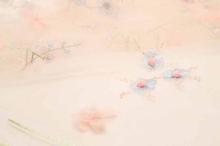 Made in China Nylon Tulle Fabric - Pompon flower - nomura tailor