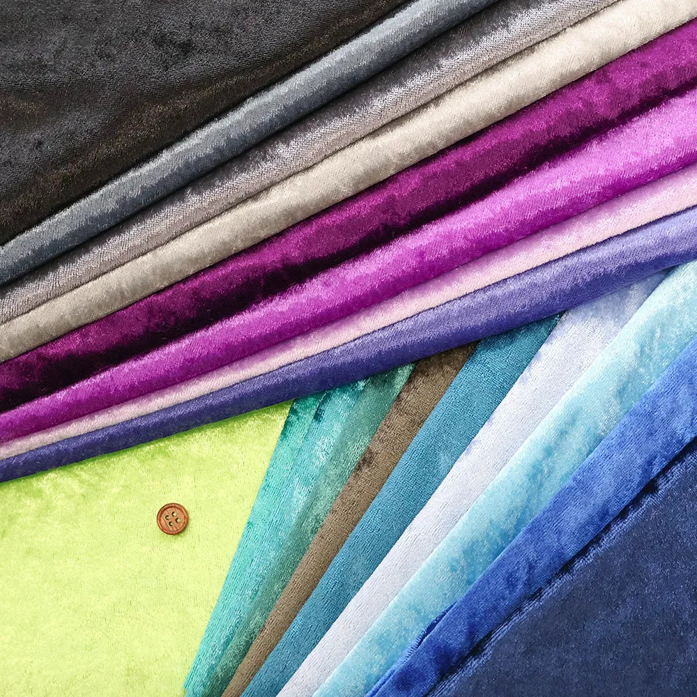 Made in Korea Polyester Crushed Velour Fabric - Plain ＜寒色＞ - nomura tailor