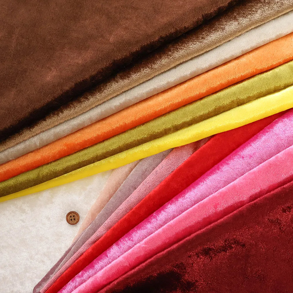 Made in Korea Polyester Crushed Velour Fabric - Plain ＜暖色＞ - nomura tailor