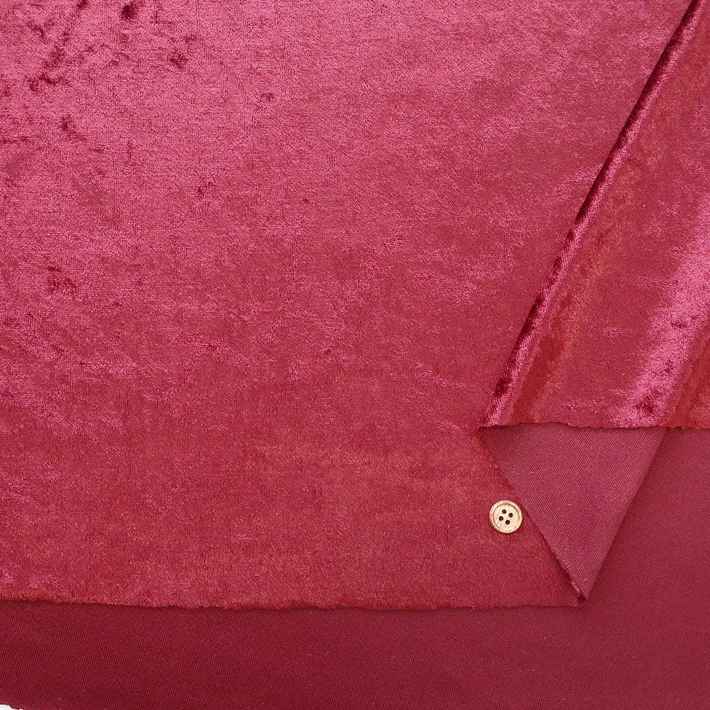 Made in Korea Polyester Crushed Velour Fabric - Plain ＜暖色＞ - nomura tailor