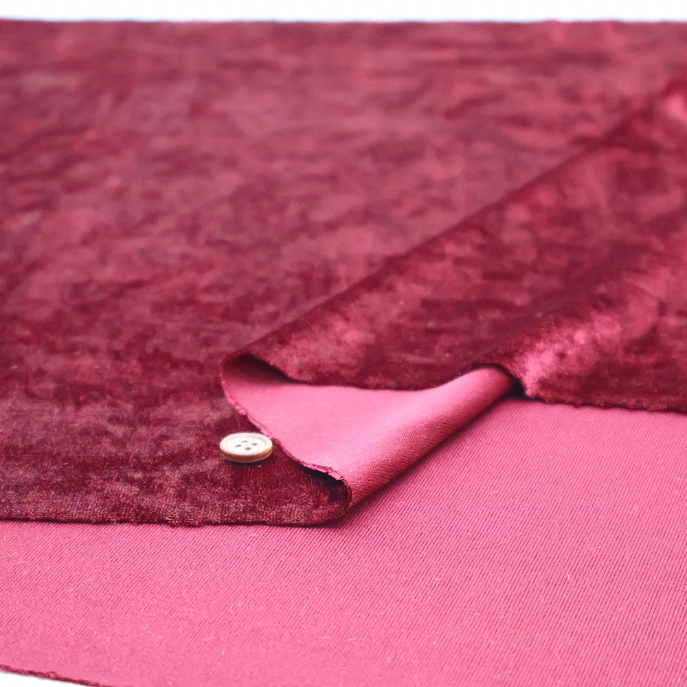 Made in Korea Polyester Crushed Velour Fabric - Plain ＜暖色＞ - nomura tailor