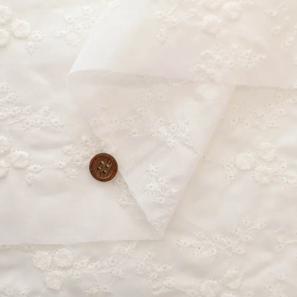 Cotton 60 Lawn Over Lace Fabric - Flowers - nomura tailor