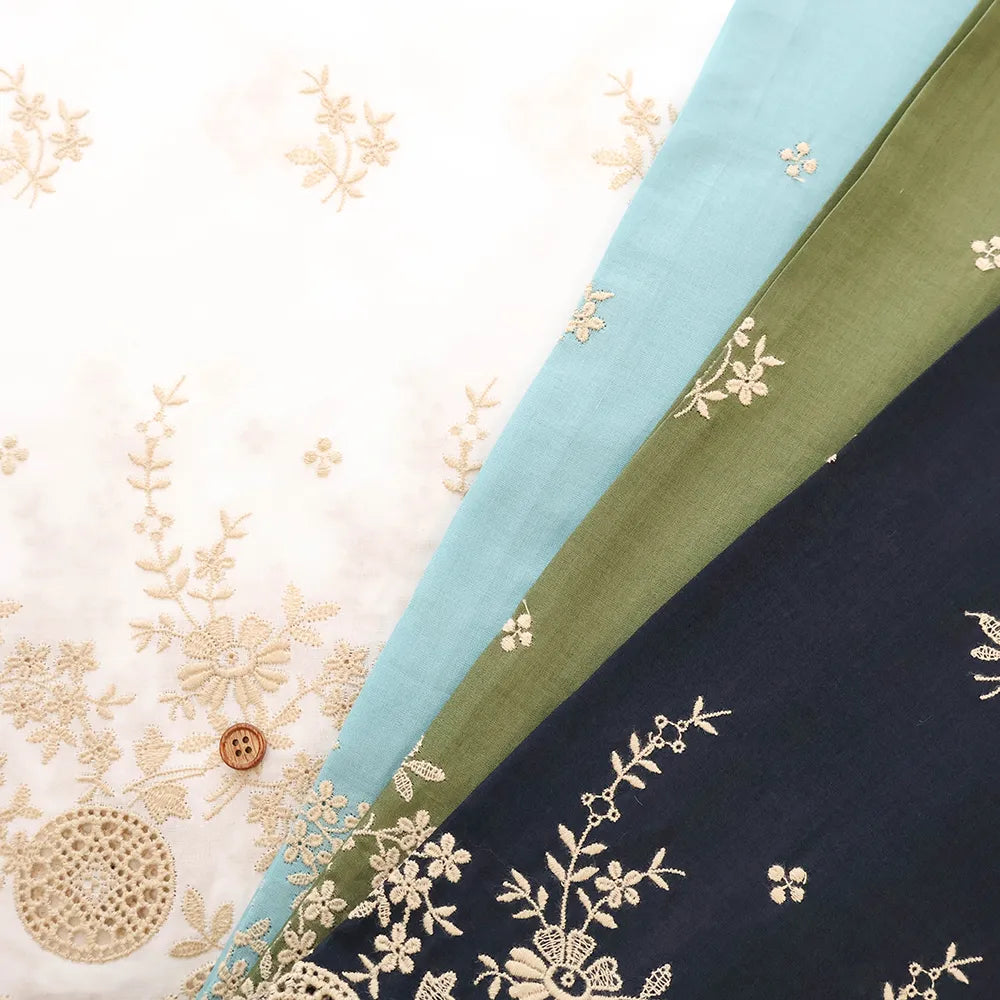 Cotton 60 Lawn Border Lace Fabric - Flowers - nomura tailor