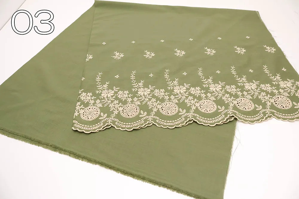 Cotton 60 Lawn Border Lace Fabric - Flowers - nomura tailor