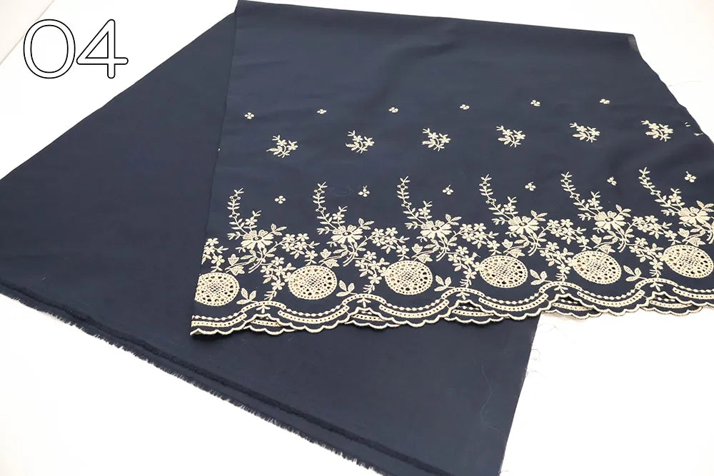 Cotton 60 Lawn Border Lace Fabric - Flowers - nomura tailor