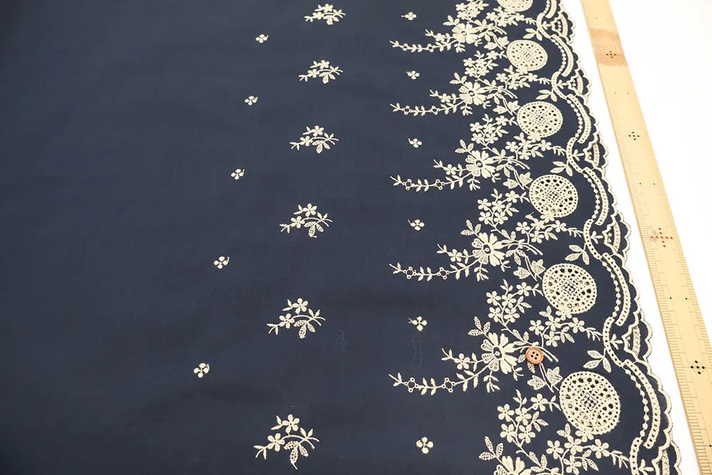 Cotton 60 Lawn Border Lace Fabric - Flowers - nomura tailor