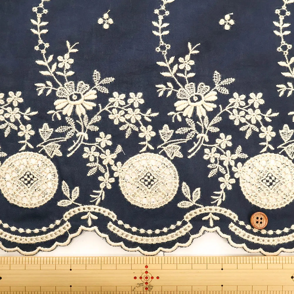 Cotton 60 Lawn Border Lace Fabric - Flowers - nomura tailor