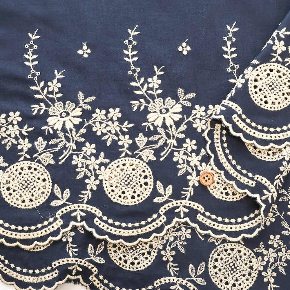 Cotton 60 Lawn Border Lace Fabric - Flowers - nomura tailor