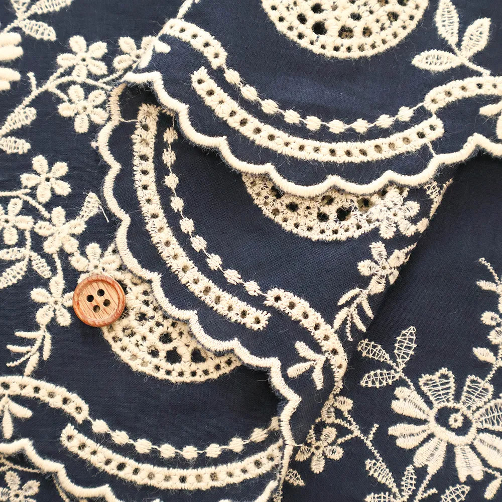 Cotton 60 Lawn Border Lace Fabric - Flowers - nomura tailor
