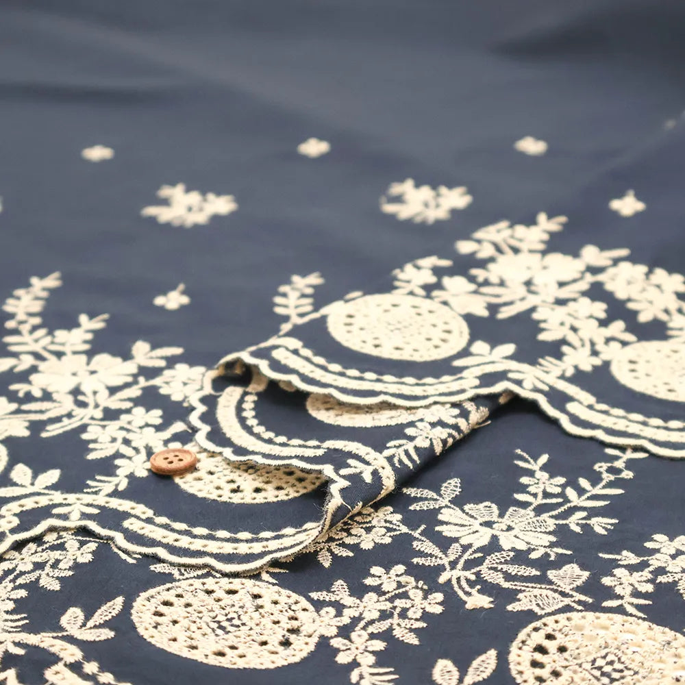 Cotton 60 Lawn Border Lace Fabric - Flowers - nomura tailor