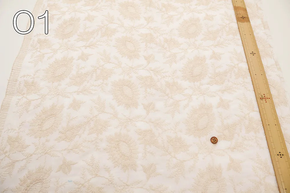 Cotton 60 Lawn Flower Lace Fabric - nomura tailor